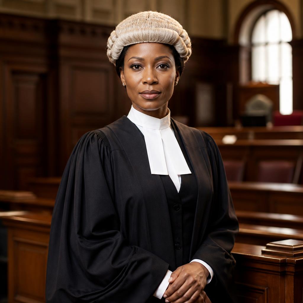 A barrister in a traditional gown and wig